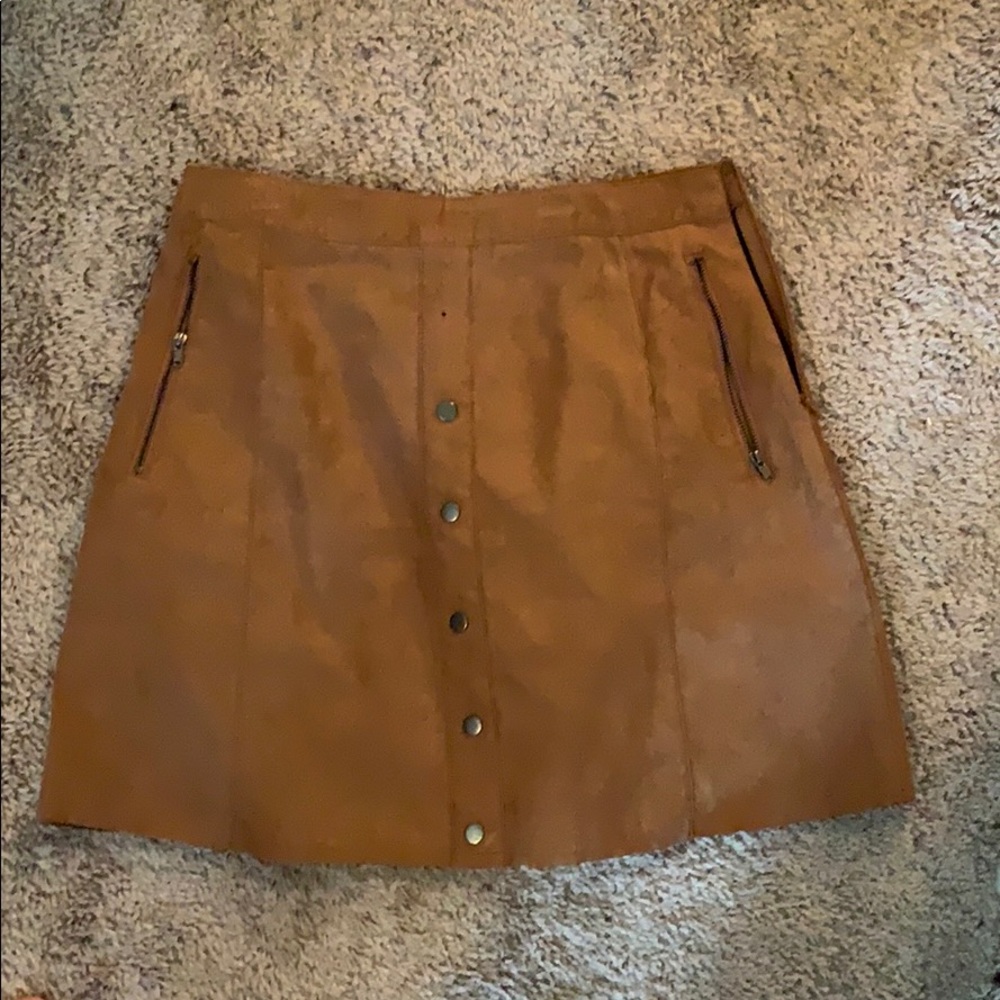 Tan suede mini skirt